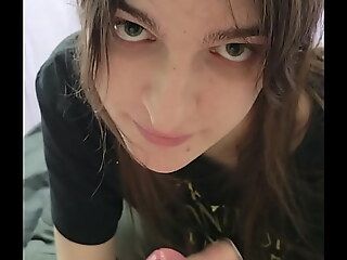 POV experience with a transsexual giving a deepthroat blowjob.