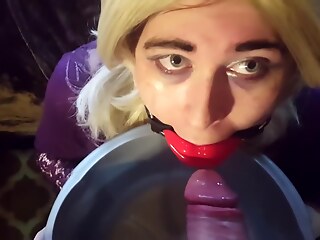 Chubby sissy crossdresser gets dominated and humiliated in BDSM scene.